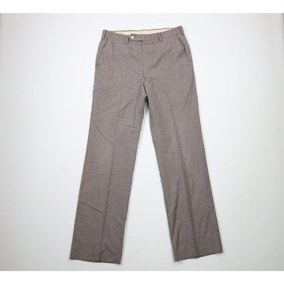 Vtg 60s Streetwear Mens 34x34 Wool Pinstriped Wide Leg Bell Bottoms Pants USA